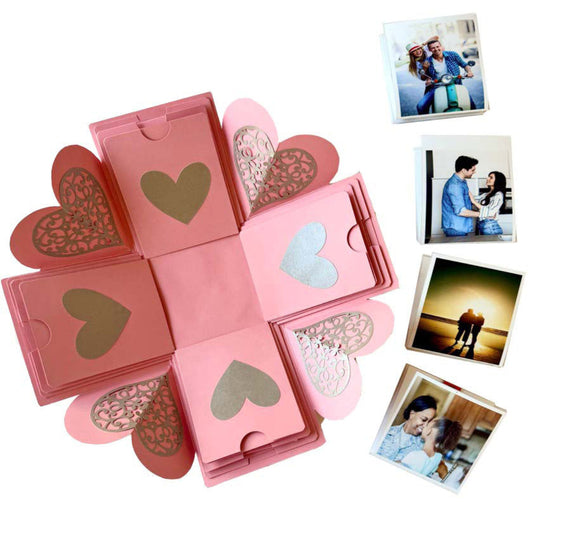 Customized Photo Box for Men and Women - Pink Explosion Gift Box - Top view