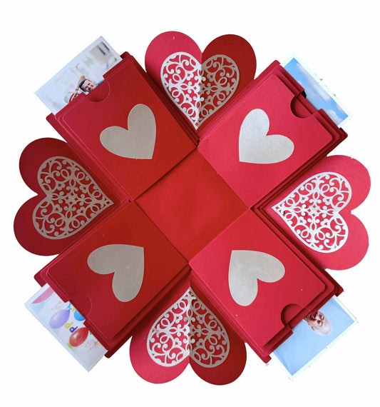 Exploding gift box with personalized photo albums - Red photo box - photo view