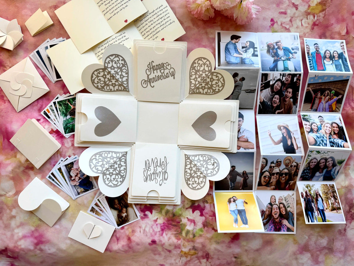 Explosion Gift Box for anniversary| White Xplosion Box