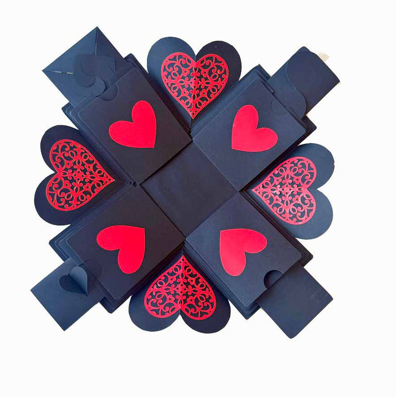 Exploding Gift Box with Personalized photo albums - Black - Bottom view  