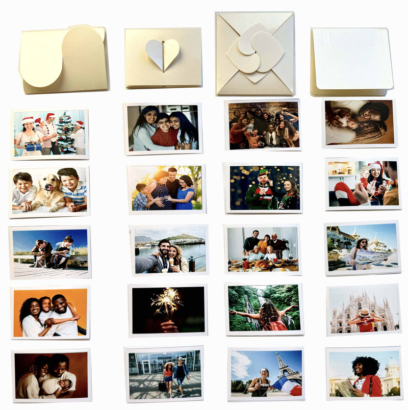 Customized photo box with wallet-size photos - Top view - White color 