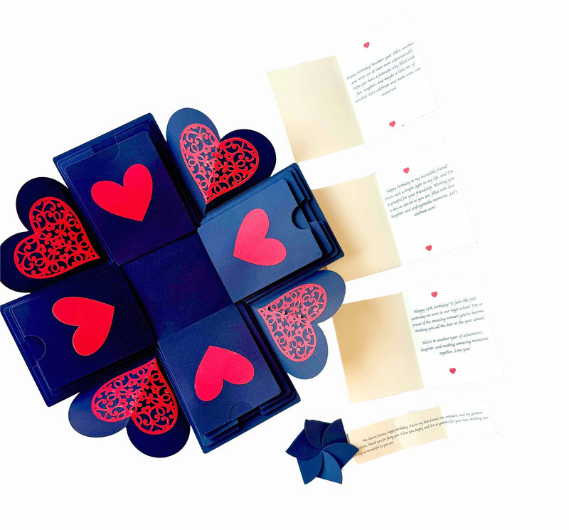 Black Explosion Gift Box with personalized photos and albums - Rear view