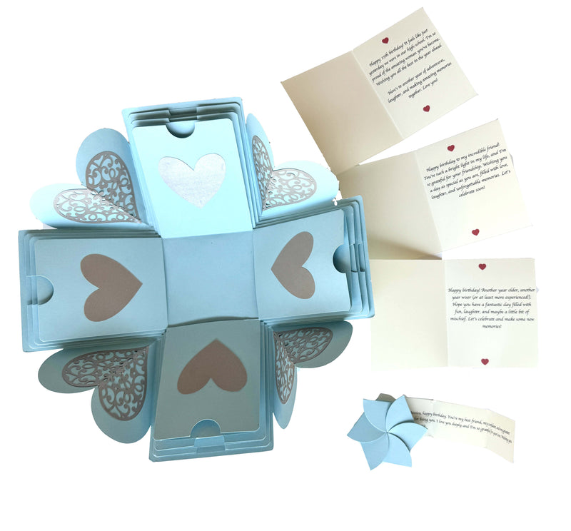 Explosion Gift Box for birthday with customized photos | Blue Xplosion Box