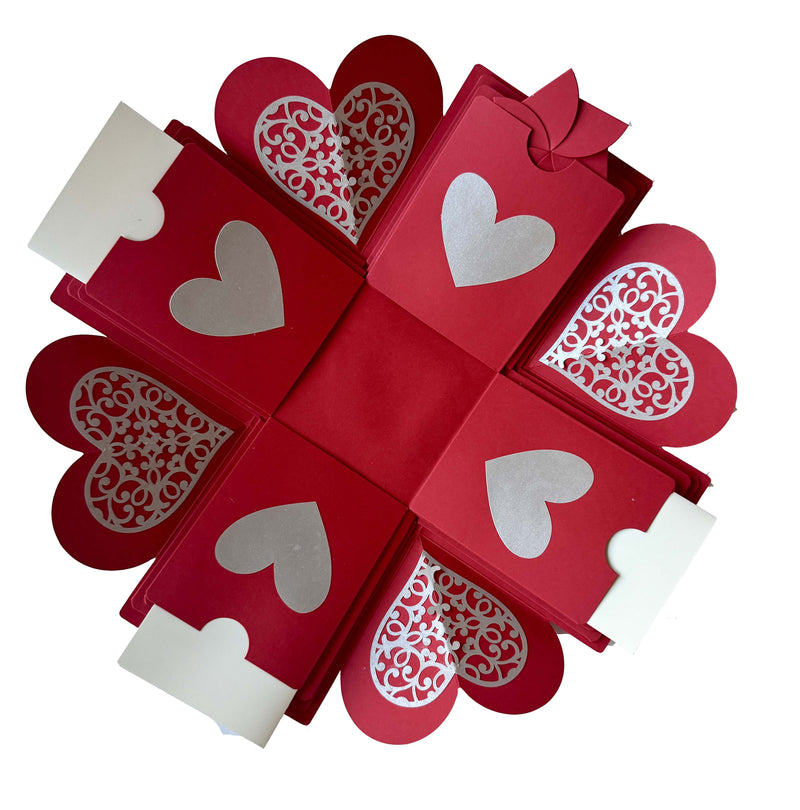 Photo box gift for men and women for birthday and anniversary - Red Explosion Gift box - Top view 