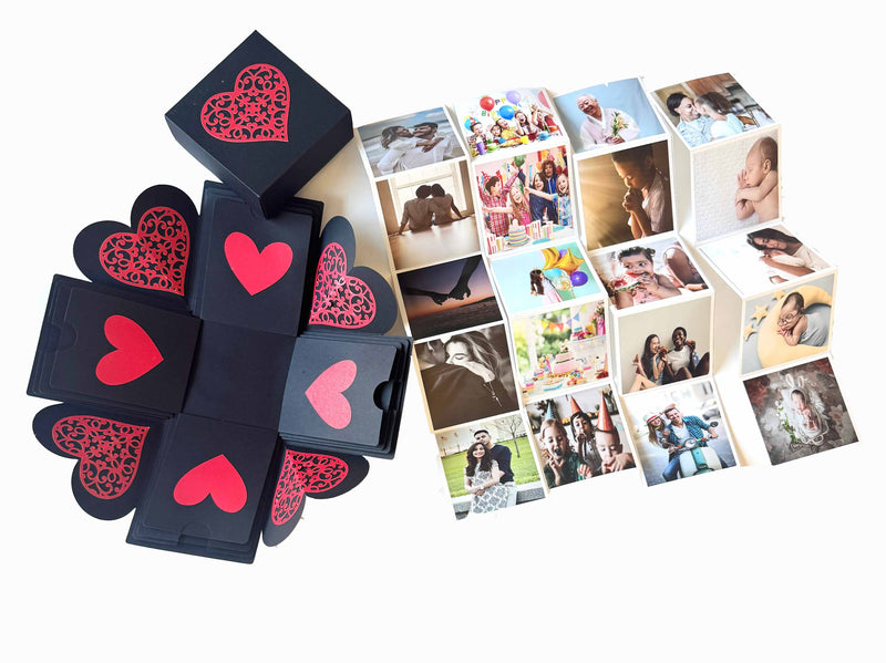 Explosion Gift Box with personalized photo albums - Black - Top view