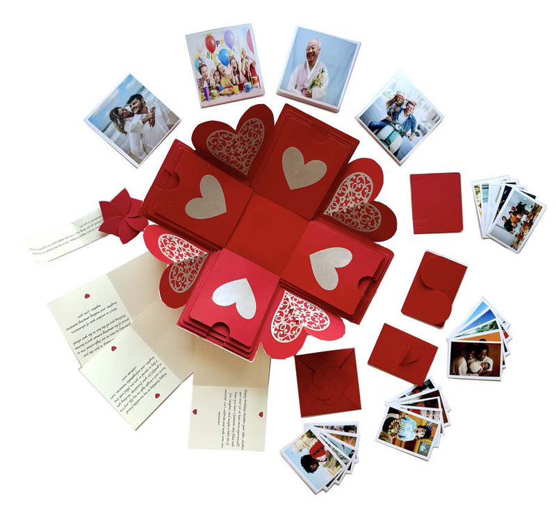 Customized photo gift with albums and greeting cards - Red Photo Box - Full view 