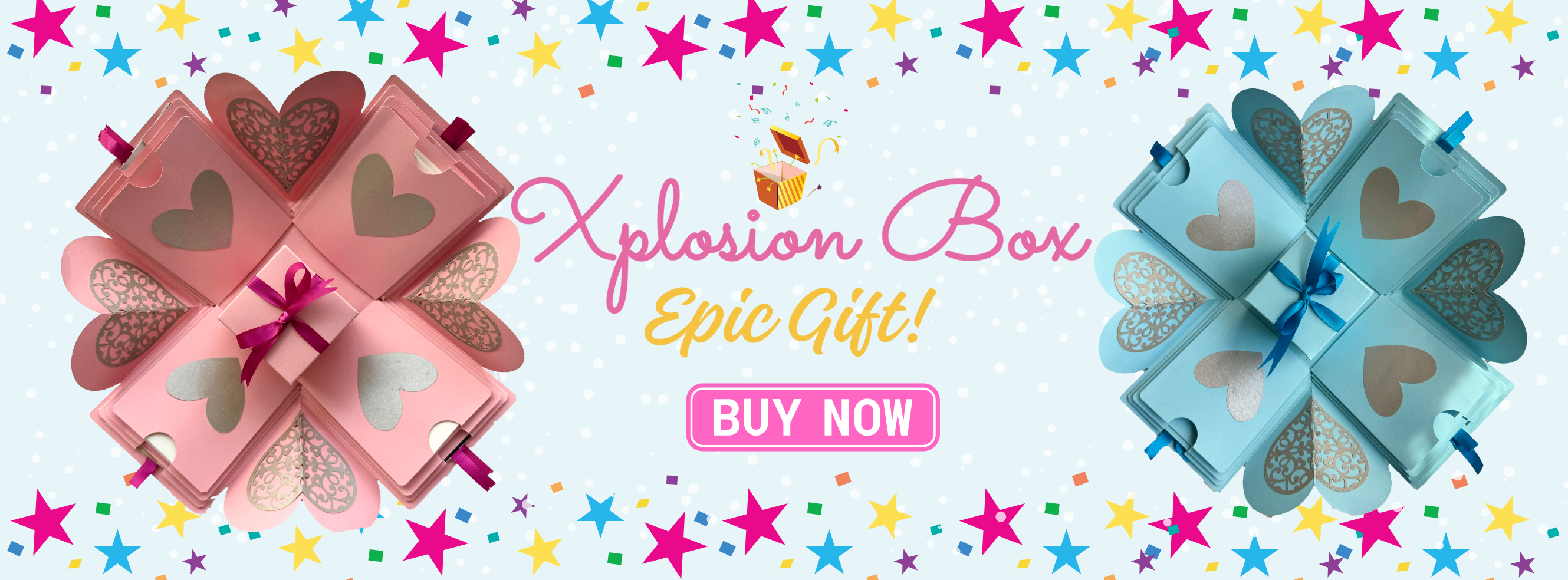 Scrapbook style Exploding Gift Box for Birthday - Twin Explosion Box