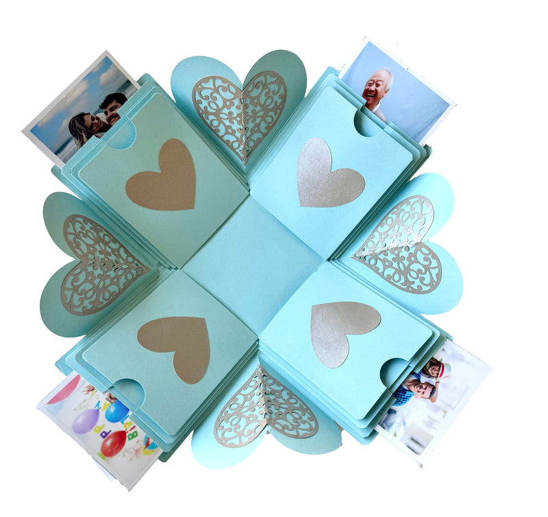 Explosion Gift Box for birthday with customized photos | Blue Xplosion Box