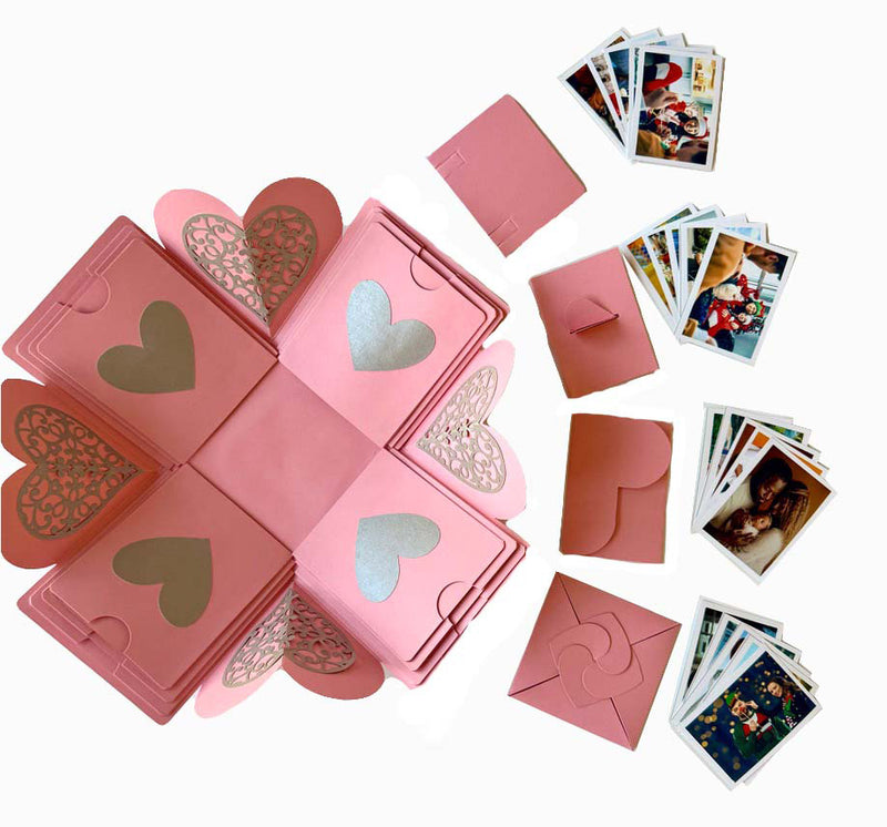 Surprise gift box with customized photo albums - Pink Explosion Gift box - Full view 