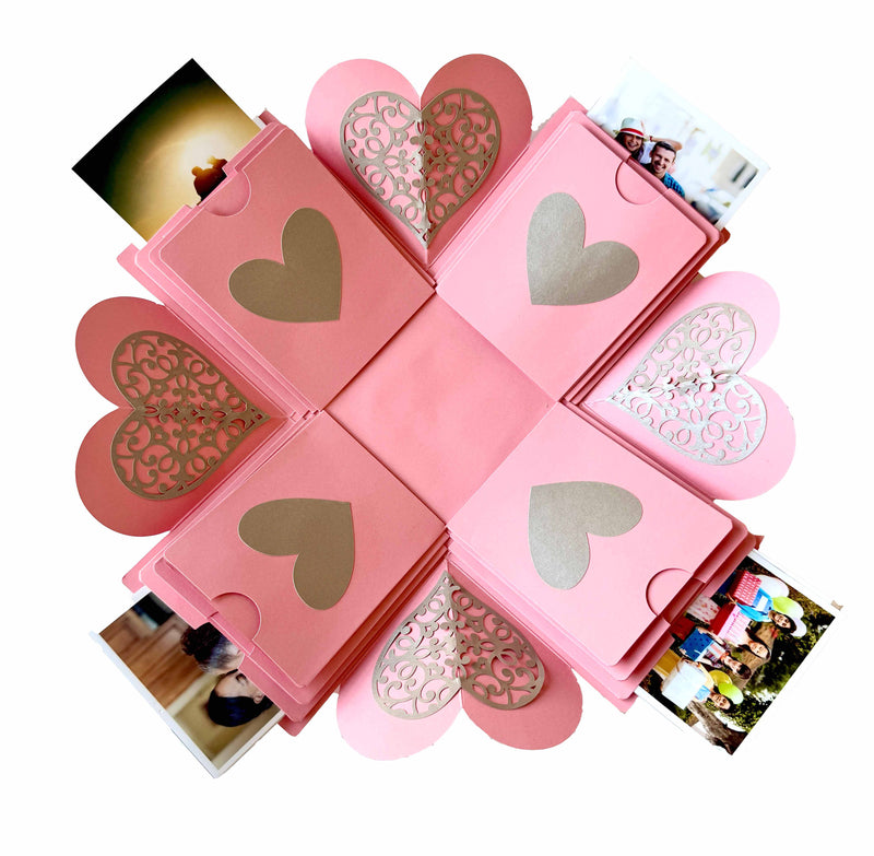 Surprise Gift Box with personalized photo albums and messages - pink - side view
 