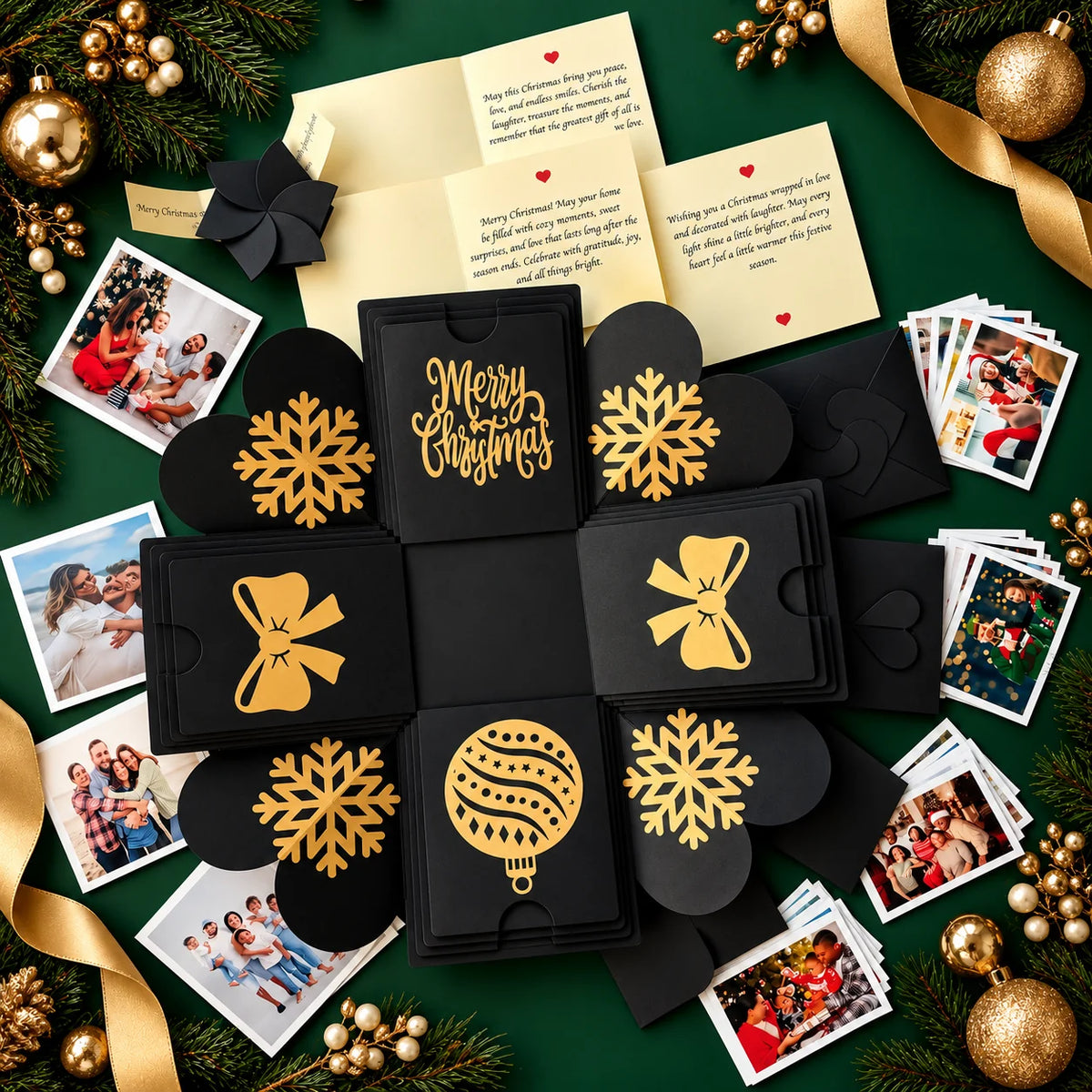 Black Gold Explosion Gift Box – Personalized Gift with Photos & Messages | Christmas Xplosion Box