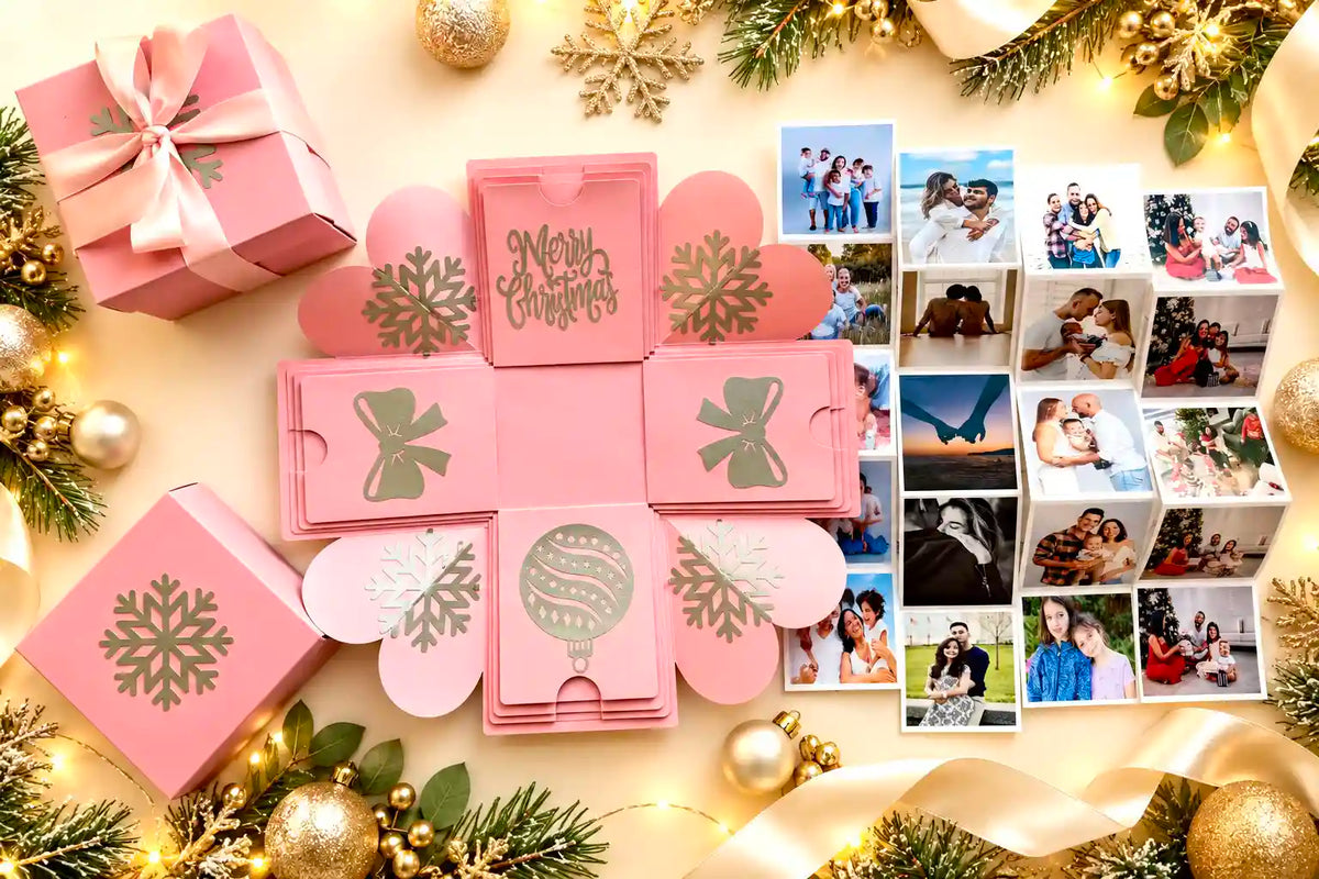 Pink Explosion Gift Box – Personalized Gift with Photos & Messages | Christmas Xplosion Box
