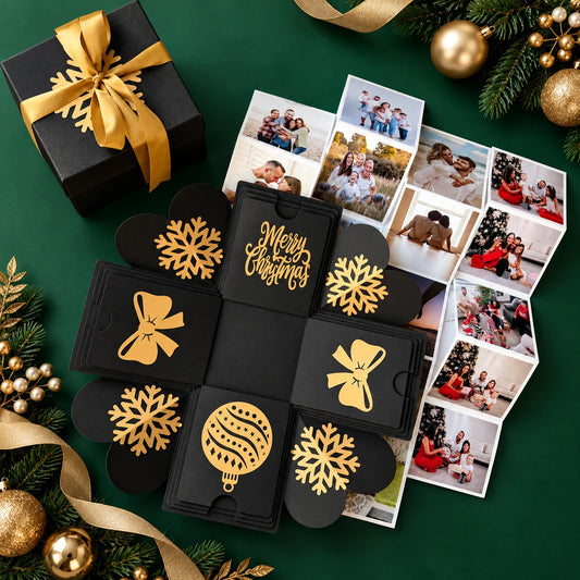 Black Gold Explosion Gift Box – Personalized Gift with Photos & Messages | Christmas Xplosion Box