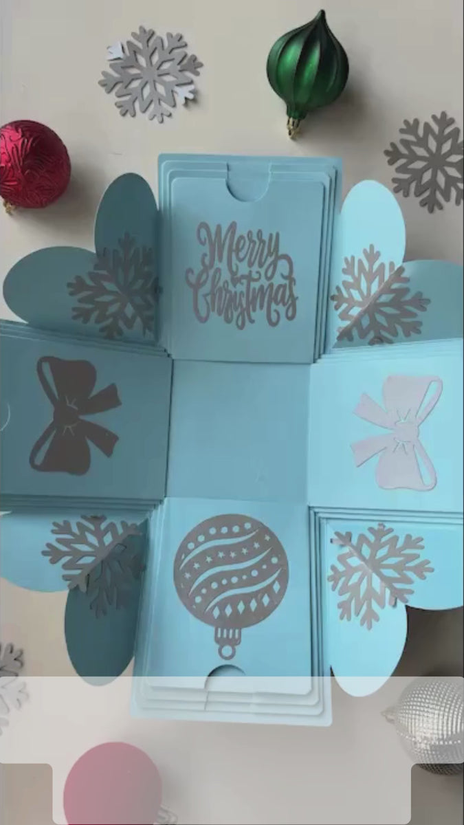 Blue Explosion Gift Box | Personalized Christmas Gift with Photos & Messages | Christmas Xplosion Box