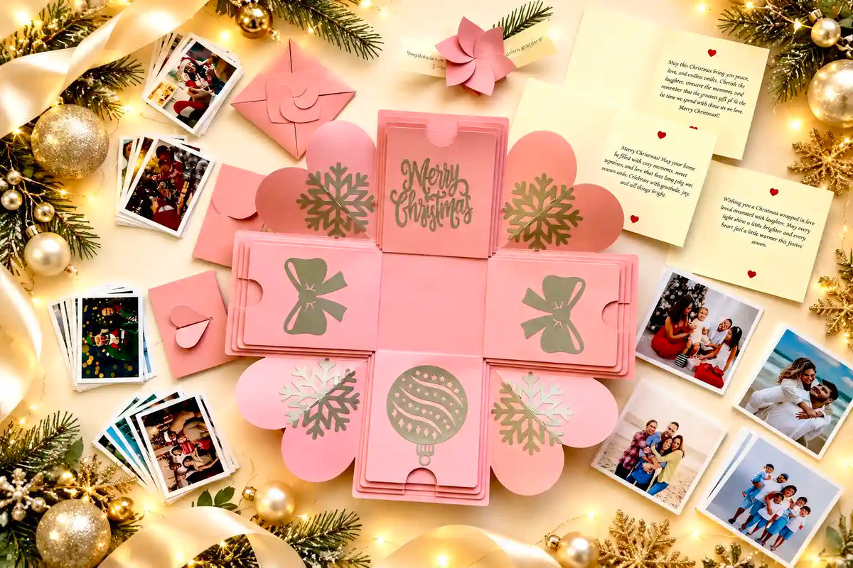 Pink Explosion Gift Box – Personalized Gift with Photos & Messages | Christmas Xplosion Box